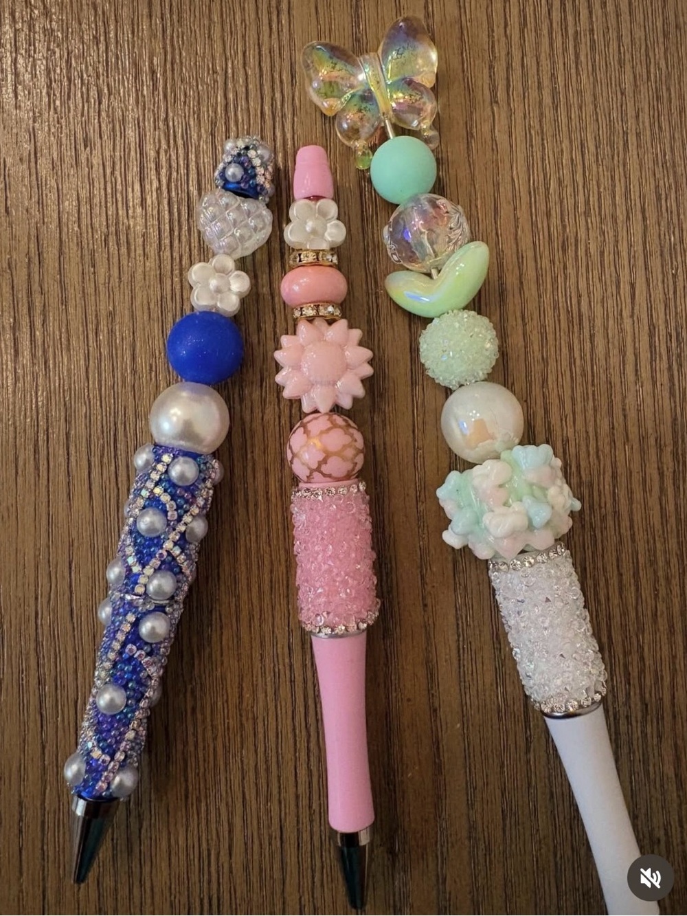 Decorative Beaded Pens- Pastel Pink, Blue, Mint
